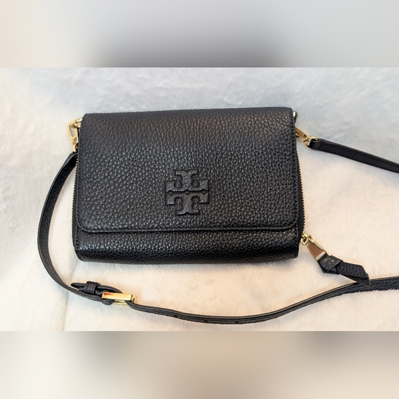 Tory Burch Thea Bag 7.75" x 6" compact crossbody Lay flat Style dark Navy - Picture 8 of 10